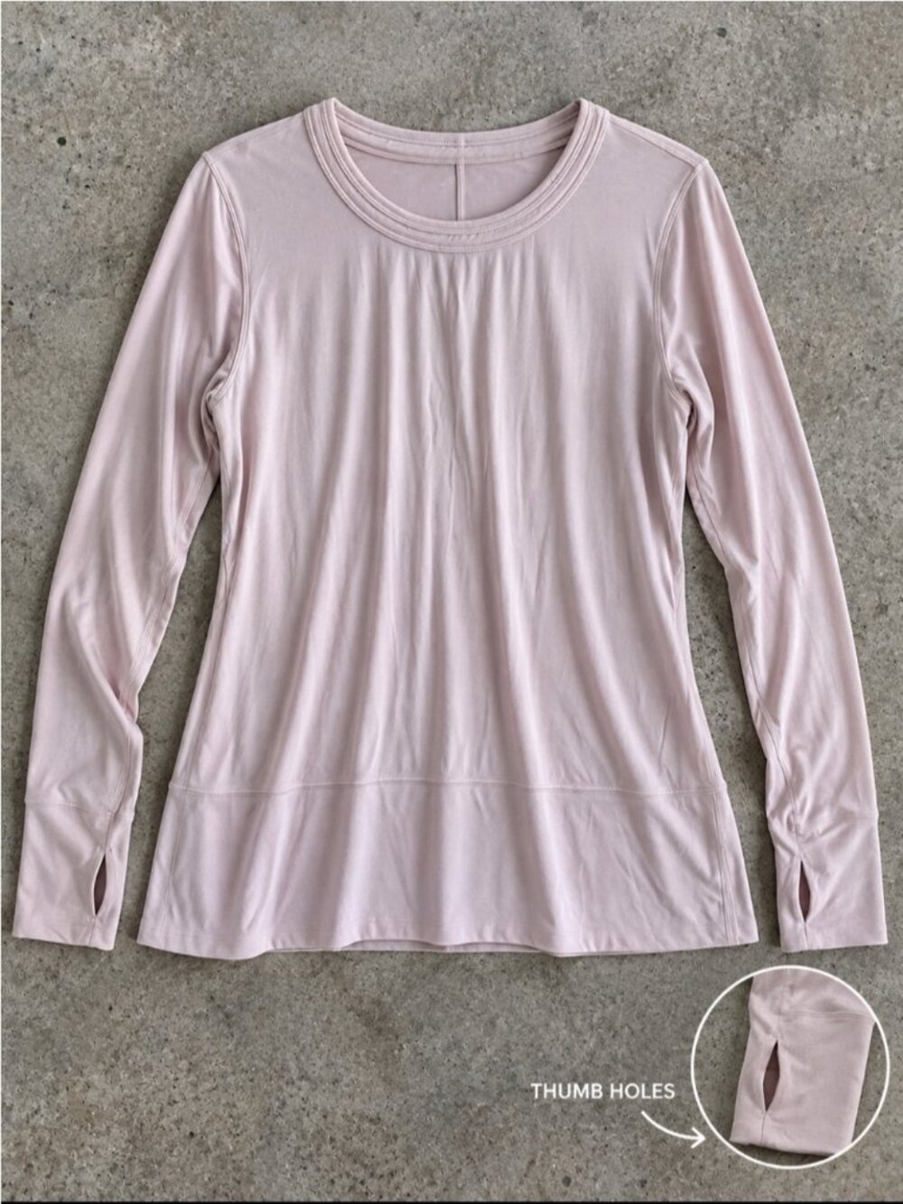 Lululemon Pink Long Sleeve Crew Neck Shirt Thumbholes Women Medium Lightweight